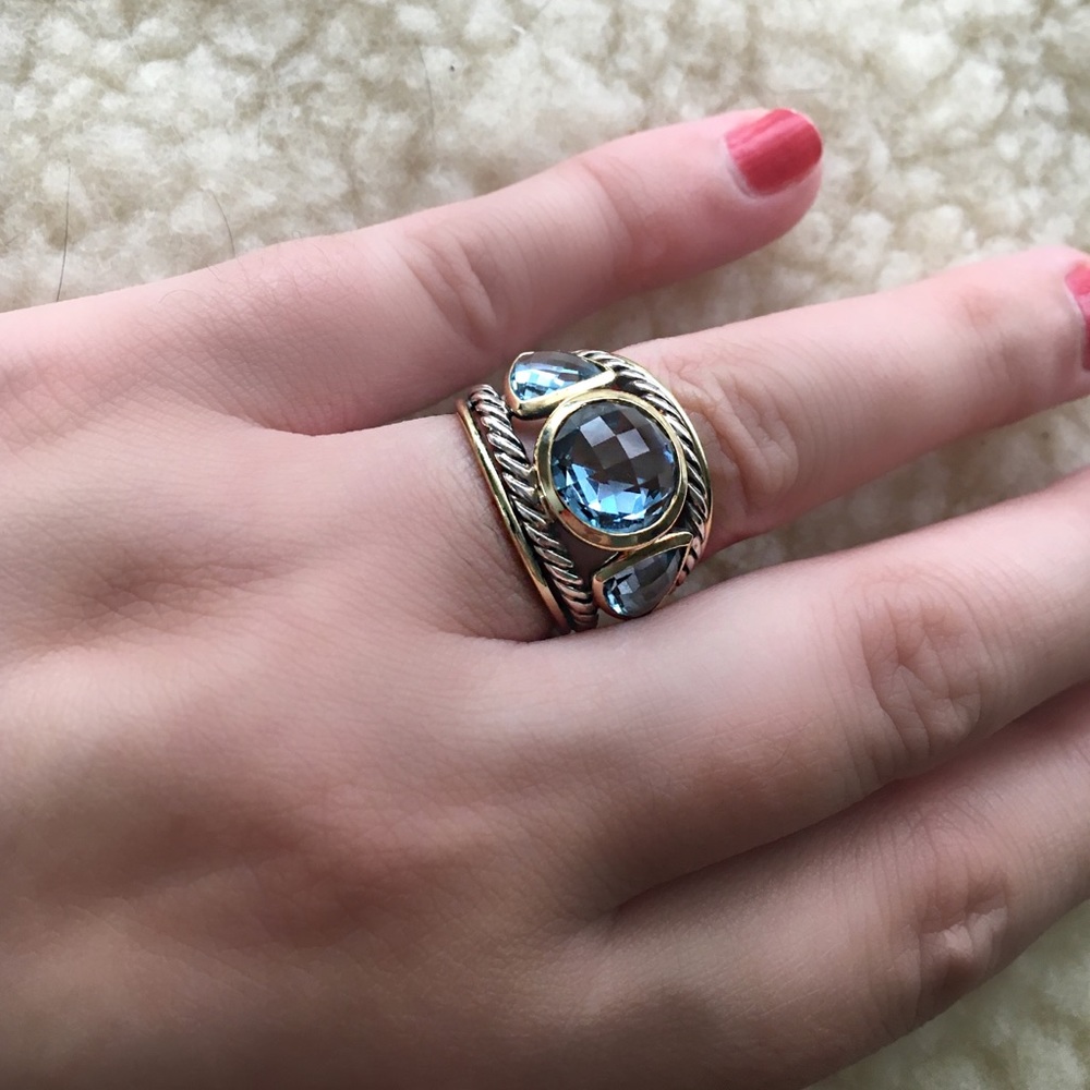 David Yurman DY Renaissance 18K Gold Topaz Ring